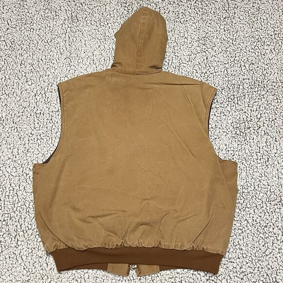 VTG Walls Outdoors Vest Mens XL Brown Duck Hooded Full-Zip Thermal Lined USA - Picture 3 of 14